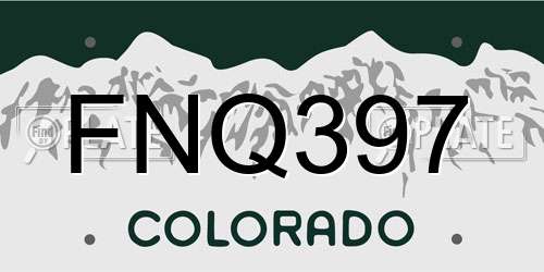 FNQ397 Colorado License Plate