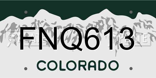 FNQ613 Colorado License Plate