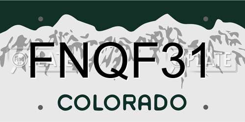 FNQF31 Colorado License Plate