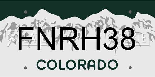 FNRH38 Colorado License Plate