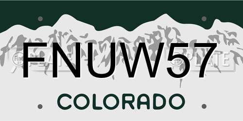 FNUW57 Colorado License Plate
