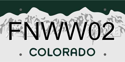 FNWW02 Colorado License Plate