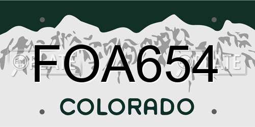 FOA654 Colorado License Plate