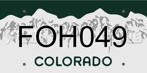 FOH049 Colorado License Plate