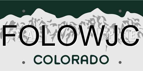 FOLOWJC Colorado License Plate