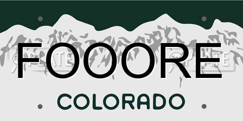 FOOORE Colorado License Plate