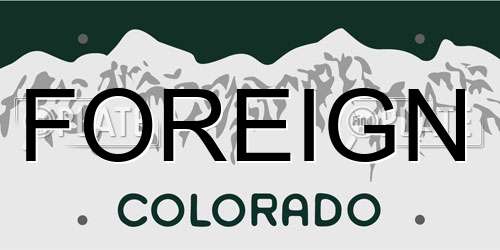 FOREIGN Colorado License Plate