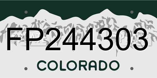 FP244303 Colorado License Plate