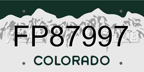 FP87997 Colorado License Plate
