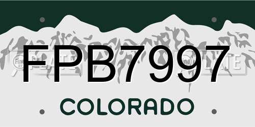 FPB7997 Colorado License Plate