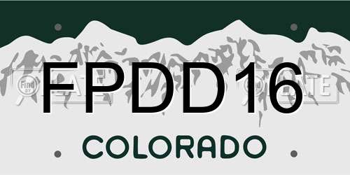 FPDD16 Colorado License Plate
