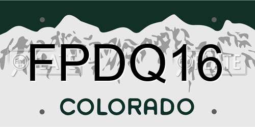 FPDQ16 Colorado License Plate