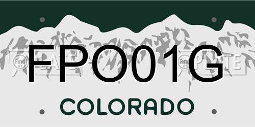 FPO01G Colorado License Plate