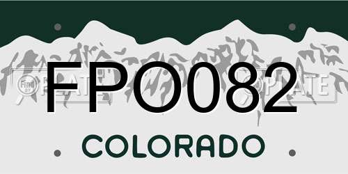 FPO082 Colorado License Plate
