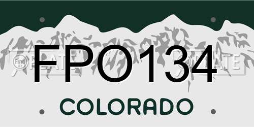 FPO134 Colorado License Plate