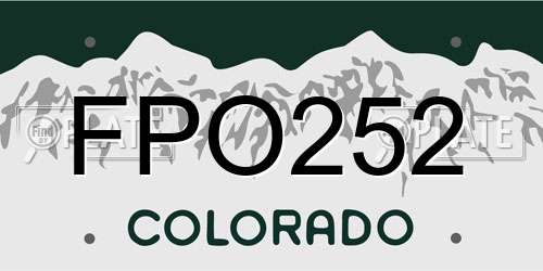 FPO252 Colorado License Plate