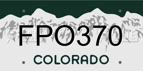 FPO370 Colorado License Plate