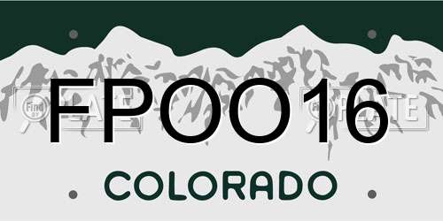 FPOO16 Colorado License Plate