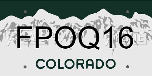 FPOQ16 Colorado License Plate
