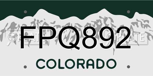 FPQ892 Colorado License Plate