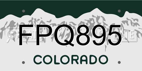 FPQ895 Colorado License Plate