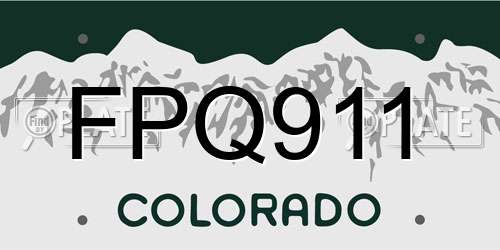 FPQ911 Colorado License Plate