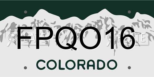 FPQO16 Colorado License Plate