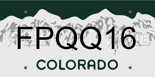 FPQQ16 Colorado License Plate