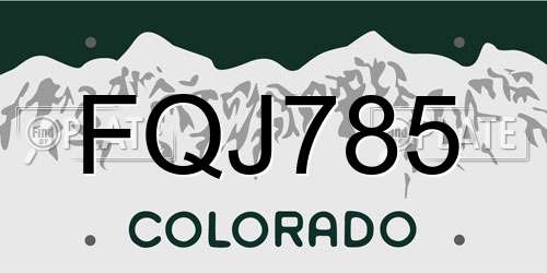 FQJ785 Colorado License Plate