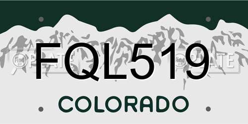 FQL519 Colorado License Plate