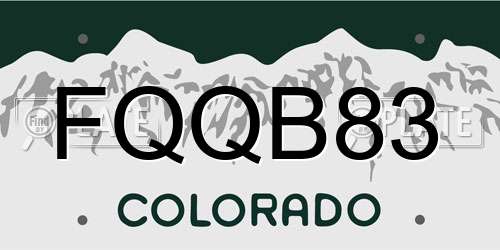 FQQB83 Colorado License Plate