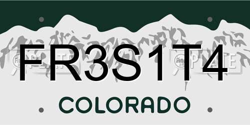 FR3S1T4 Colorado License Plate