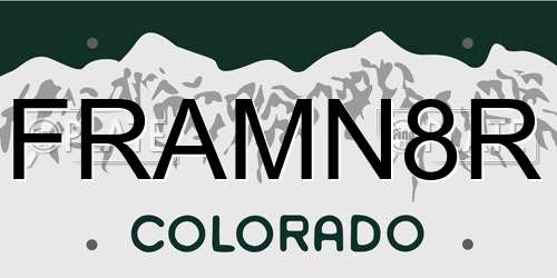 FRAMN8R Colorado License Plate