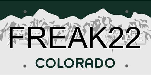 FREAK22 Colorado License Plate