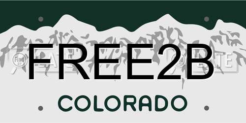 FREE2B Colorado License Plate