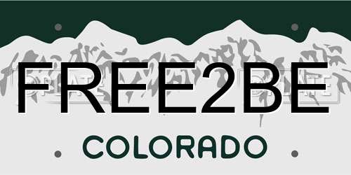 FREE2BE Colorado License Plate