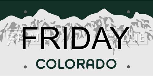 FRIDAY Colorado License Plate