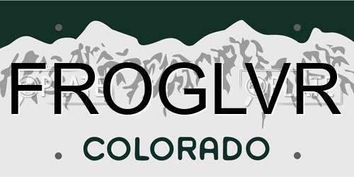 FROGLVR Colorado License Plate