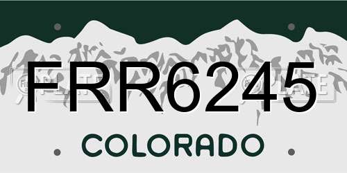 FRR6245 Colorado License Plate