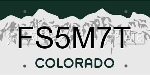 FS5M7T Colorado License Plate