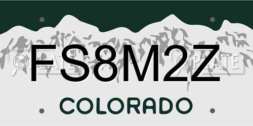 FS8M2Z Colorado License Plate