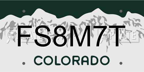 FS8M7T Colorado License Plate