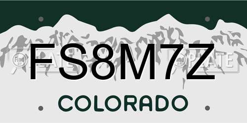 FS8M7Z Colorado License Plate