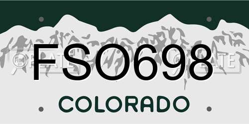 FSO698 Colorado License Plate