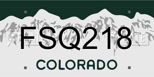 FSQ218 Colorado License Plate