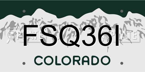 FSQ36I Colorado License Plate