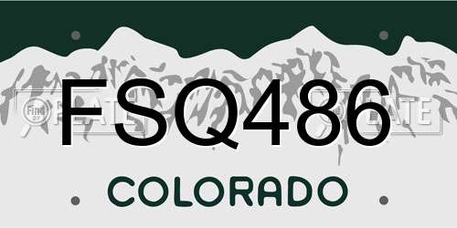 FSQ486 Colorado License Plate