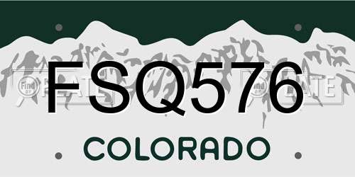 FSQ576 Colorado License Plate