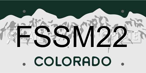 FSSM22 Colorado License Plate