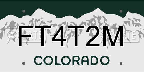FT4T2M Colorado License Plate